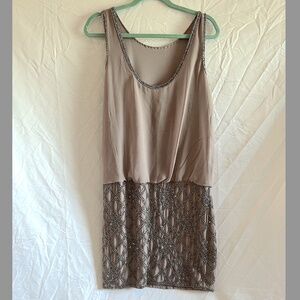 Adrianna Papell Beaded Drop Waist Dusty Purple Dress Size 8